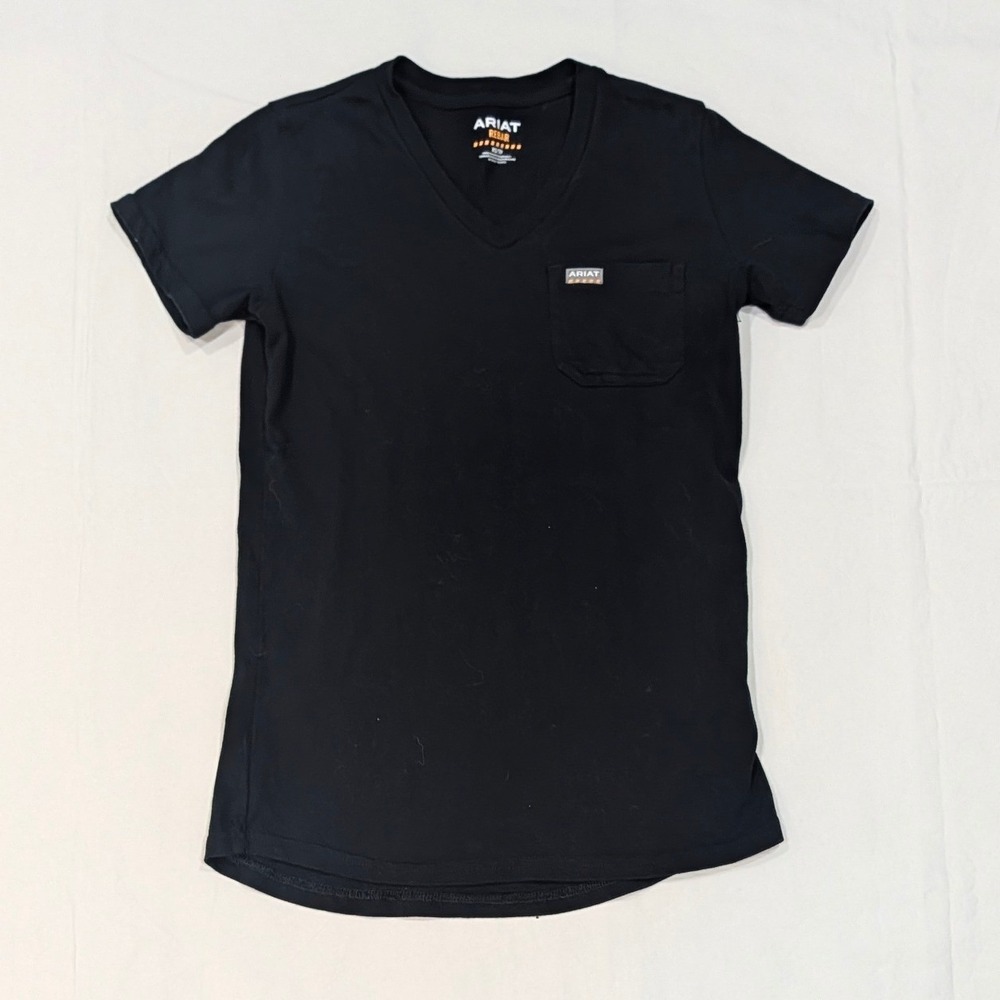 Ariat Rebar Women's Black V-Neck Pocket T-Shirt XS Short Sleeve Work Top